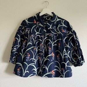 NWT Anthropologie Floral Collar A-Line Blouse Size M